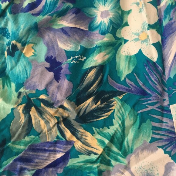 Vintage Teddi tropical flowy summer shorts, light blue (Women's size XS - S) - Picture 6 of 11